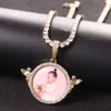 Ins Angel DIY Memory Photo Frame Pendant Men's and Women's Hip Hop Commemorative Medal Solid Zircon Necklace