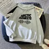 Sweatshirts herfst winter hoodie arctische apen geluidsgolf bedrukte letter fleece hoodies lange mouw pullovers vrouwelijke hiphop sweatshirts