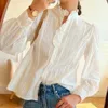 Blouses pour femmes Coton broderie florale boho Boho Spring Office Blouse Blouse Blouse Stand Collier à manches longues Lace White Shirts Women Tops