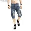 Jeans féminins Summer Mens Retro Goods Shorts denim rétro Acid lavé Faded Multi Pocket Military Style Shorts YQ240423