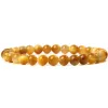 Straski żółte cytrynowe bransoletka Kamień naturalny 6 mm Bransoletki z koralikami dla kobiet mężczyzn Tiger Eye Agates Stretch Bangle Healing Reiki Biżuteria