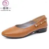 Casual Shoes Muyang Women Flats äkta läder Flat Ladies Ballet Loafers plus storlek 35-43