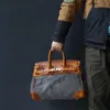 Designer 40 50 sacs authentique voyage en cuir grand sac en platine moyen 38 cm poids lourd amekaki artisanale à la main