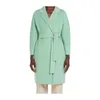 Women's Coat Cashmere Coat Luxury Coat Maxmaras Womens Pure Wool Handsewn Lapel With Belt And Green Robe Coat