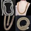 BLING Hiphop Chain Box Clasp 13mm S925 Silver 2 Tones 2 Rows Pass Tester Brilliant Round Cut Moissanite Cuban Chain Necklace