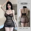 Casual Dresses Fashion Sexy Mini Dress Sweet Tops Underwear Spicy Yarn Transparent Hanging Neck Strap Open Back Elegant OBS2