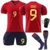 2223 Espagne Red 9 Garvey 7 Morata 10 Pedri 17 Fati World Cup Suit