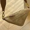 Triangle Crochet Shoulder Bags Fashion Designer Straw Bags Uniqueness and Modernity Removable print woven tape shoulder strap with Summery Allure Sizes 26*13CM