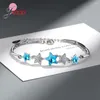 Link Armbänder funkelnde Hochzeitsfrauen Schmuck 925 Sterling Silber Nadel glänzende blaue/weiße kleine Sterne Österreichische Kristallreihe