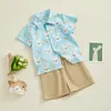 Ensembles de vêtements Focusnorm 0-4y pour les enfants pour enfants garçons de Pâques tenues de bouton à manches courtes Short de poche