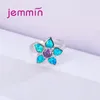 Bonnes de cluster Beau anneau en forme de fleur 925 Sterling Silver Fire Opal Jewelry for Women Wedding Engagement