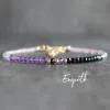 Strands Empath Protection Bracciale con la labradorite di quarzo rosa della tormalina nera, gioielli di cristalli, guarigione regolabile