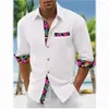 Camicie casual da uomo camicia di lino in lino sciolto color topelwwork manica lunga girare il collo delle hawaii tops streetwear per abiti maschili