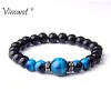 Bangle natuursteen armbanden mannen koninklijke blauwe tijger oogarmbanden gezonde energie armband mode cz charme zwart onyx kralen pulsera