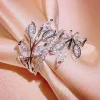 Band Huitan 2022 NY DESIGN LEAF BRANCH DESIGN KVINNA FINGER RING Luxury Cubic Zirconia Wedding Rings for Women Party Fashion Jewelry