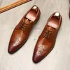 Dress Shoes Handmade Mens Calf Leather Cap Toe Oxford Black Brown Lace Up Luxury Brogue Wedding Party Formal For Men