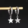 Hoop Earrings Real 925 Silver Star Pendant Drop For Women Men Gold Colo Korean Fashion Goth Earring Bijoux Femme