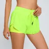 Lulumon Shorts 2024 Summer Anti Glare Running Training Outdoor Shorts Double Layered Fake Twe Piece Yoga Fitness Pants for Women