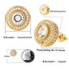 8-12mm 18k Real Gold Hip Hop Cubic Zirconia Round Stud Earrings for Men and Women Micro Set CZ Stone Iced Out Diamond Earring Studs Punk Rock Rapper Jewelry Gifts