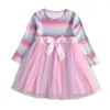 ヴィキータキッズガールズプリンセスドレス幼児用誕生日パーティーvestido Infantil Childrenコットン服240420