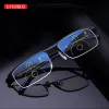Linsen progressive Multifokus -Computer -Lesebrille Blau Licht blockieren Titanlegierung Federscharnier Multifokale Leser Brillen Brillen