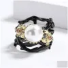 Clusterringe Mode eingelegt Pearl Black Gold Ring für Frauen Bohemian Style Juwely High Hand Made Party Engagement Drop Lieferung Dhqsd