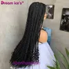 Full lace dirty braid three braids floating flower long curly hair braided wig headband Box brain wave