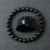 Brins Bracelet de perle obisidienne noire classique pour hommes Stone naturelle Black Oneyx Bracelet fait à la main