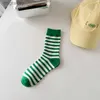 Men's Socks Blue and green striped plaid womens socks large celebrity online letter C fashionable spring summer new INS DL yq240423