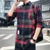 Camisas casuais masculinas designer pólo tamis camisetas xadrez xadrez masculino de manga comprida Trendência Loja de estudante grande camisa masculina na primavera e verão tops grandes