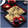 Servis uppsättningar kall nudelplattplattfatvaror som serverar bricka sushi rektangulärt med bambu matta japansk maträtt abs soba udon