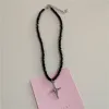 Ожерелья Kpop Goth Vintage Y2K Star Cross Pendant Pink Beadered Silver Color Collece для женщин эстетическая гранж Emo Eview