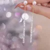 Dangle Chandelier Corea Long Tassel Pearl Pendientes colgantes para mujeres Luxury Luxury Rhinestone Gold Color Pendientes de la fiesta de bodas Joyas D240323