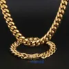 12mm Hip Hop Cuban Link -Kette Halskette 18k Männer vergoldete Edelstahlketten aus Edelstahl