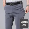 Male Smart Casual Pants Stretchy Sports Mens Fast Dry Trousers Spring Autumn Full Length Straight Office Black Navy Work Pants 240423