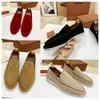 LP shoes Summer Wak charms suede loafers Moccasins Apricot Genuine leather men casual slip on fats women Luxury Designers flat Dressshoe