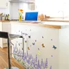 Wall Stickers Spring Flower Blue Cornflower Rass Butterfly Line Bearing Home Decal Base Sticker Kitchen Bathroom Furniture Wedding Decor