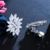 Orecchini cwwzirconi classici fiore forma cz colore argento nessun foro traforato auricolare su gioielli di orecchini per donne cz160