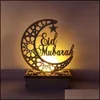 Ramadan Mubarak Decoration Party Eid Dekoracje do domu LED świece LED Świece jasne drewniane tablica wisząca dekoruje islam muzułmańskie wydarzenie par dhmhl s