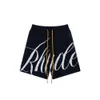 Brand di moda Rhude Lettera Jacquard Shorts casual maglione a maglia per uomini e donne, American High Street Capris