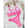 Nouveau maillot de bain sexy imprimé de bikini avec poitrine et maillot de bain de plage sans manches