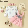 Sets Prowow Elefantenmädchen Outfits Cartoon Print Bodysuit+Elefant Party Kleid Neugeborene Fuchs Kostüm Baby Geburtskleidung für Mädchen