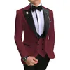 Ternos masculinos 3 peças Slim Fit Casual Business Groomsmen Black White Ivory Lapeel Tuxedos para terno de casamento Colete de calças blazer