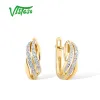 Earrings VISTOSO Pure 14K 585 Yellow Gold Earrings For Lady Glamorous Sparkling Diamond Earrings Wedding Engagement Gift Fine Jewelry