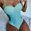 Bikini de maillots de bain pour femmes Swimsuit Couleur solide sans dossier haute couture rapide à sec sans introduction en polyester