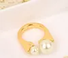 Women Designer Pearl Rings Fashion Peal Ring Jewelry Luxury Letter Gold Love Copper Ring Engagement Gifts Party Wedding High Quality size 16 17 18