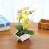 Dekorative Blumen künstliche Blumenschmuck Doppelgabel Phalaenopsis Creative Bonsai (mit Töpfen) Pflanzenpflanzen FZ129