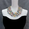 Necklaces Y.YING 4 Strands Multi Color Crystal Brushed Bead White Pearl Statement Necklace Jewelry For Women Girls