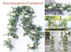 Eucalyptus Garland avec des fleurs de rose vignes artificielles fausses en soie verdure de mariage décoration murale en arc pour table à manger à la maison8289036