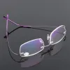 Frame Flexible Ultralight Rimless Memory Titanium Magnetic Reading Glasses for Men and Women Presbyopic Eyeglasses Strength +1.0~+4.0